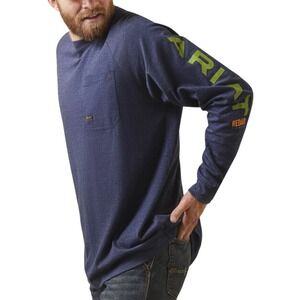 ARIAT Rebar Cotton Strong Graphic T-Shirt Men's Medium Blue Long Sleeve Pocket